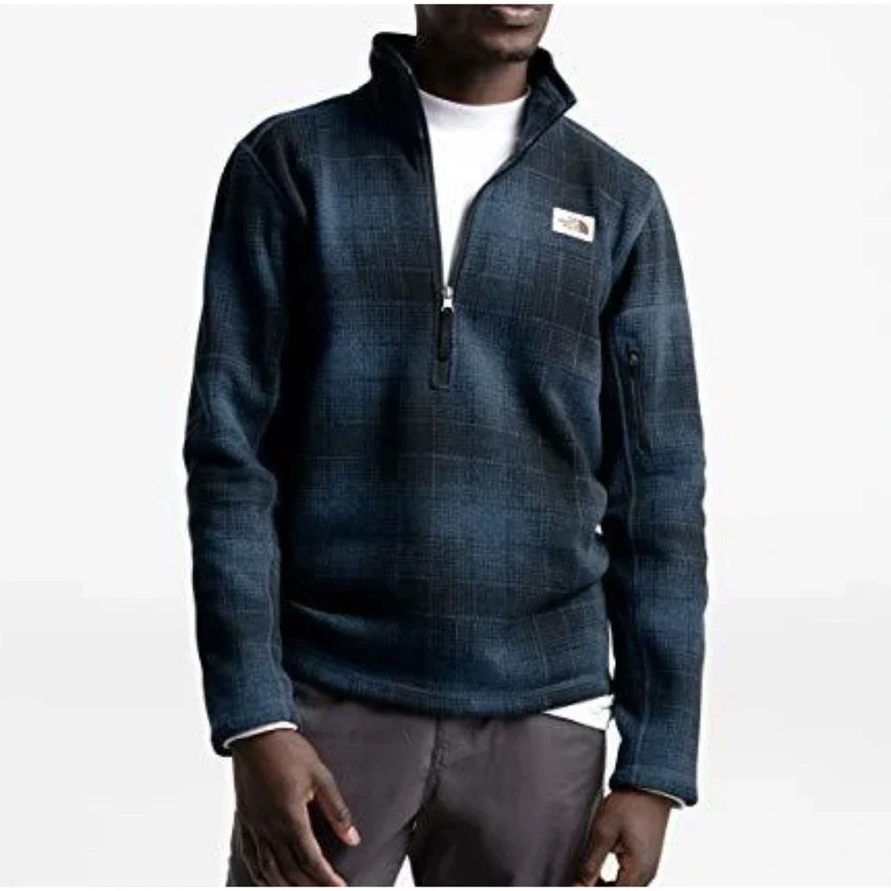 Mens The North Face Leo Gordon Lyon 1/4 Zip Jacket Blue/Black Plaid